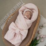 Комплект на выписку 4 предмета "Кружево.Муслин Плед", пудра